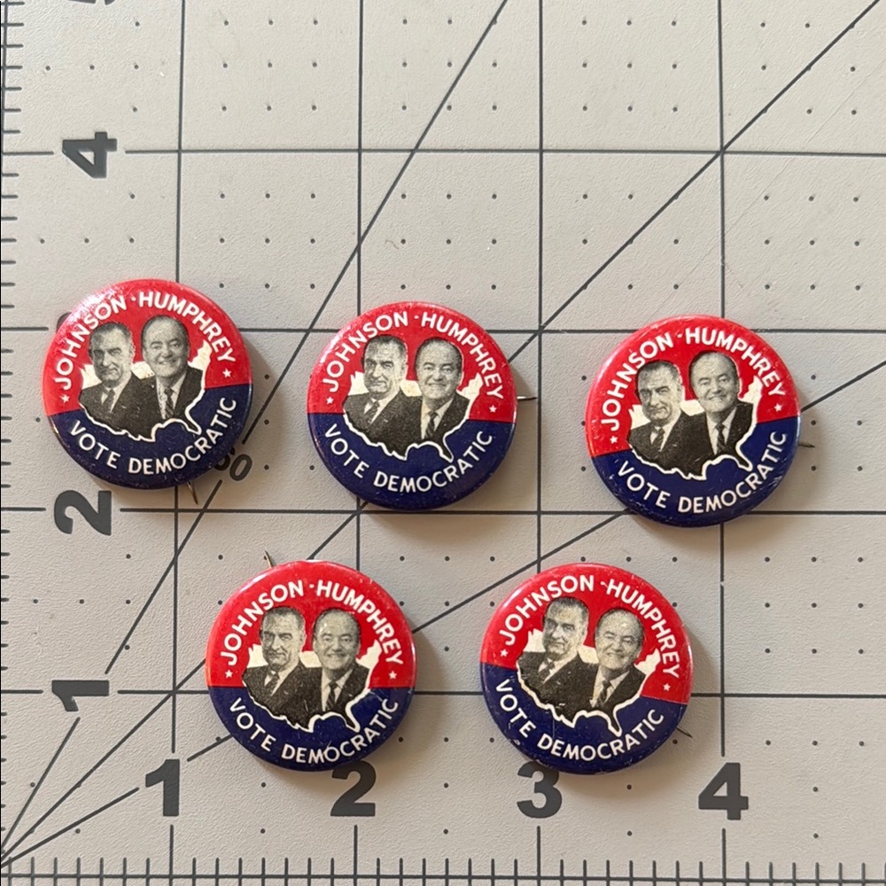 1964 Lyndon B Johnson and Humphrey Vote Democratic campaign buttons (5)